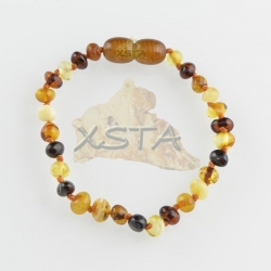 Amber teething bracelet baroque multi polished